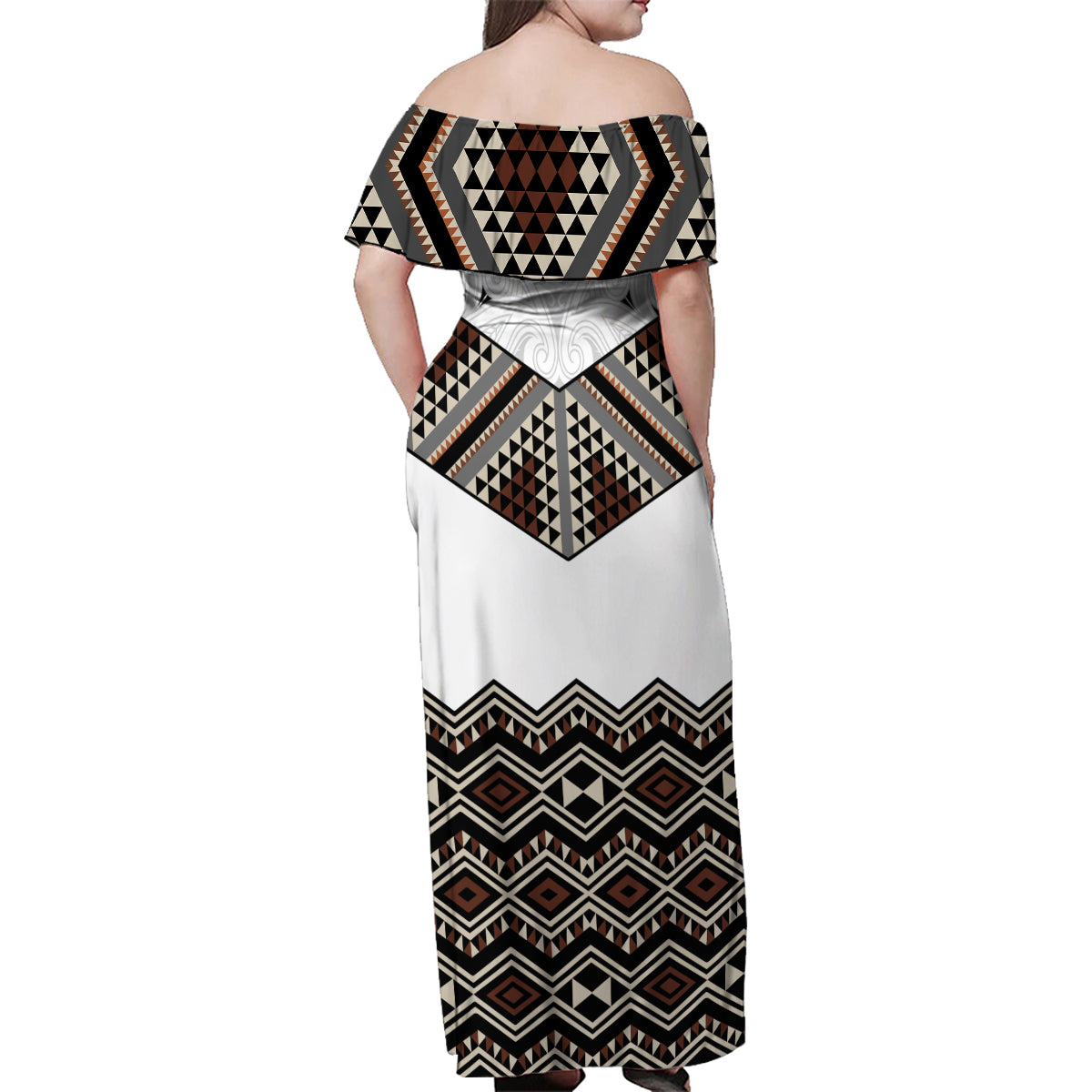 New Zealand Aotearoa Family Matching Off Shoulder Maxi Dress and Hawaiian Shirt Taniko Art Simple Style LT05 - Polynesian Pride