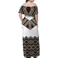 New Zealand Aotearoa Family Matching Off Shoulder Maxi Dress and Hawaiian Shirt Taniko Art Simple Style LT05 - Polynesian Pride