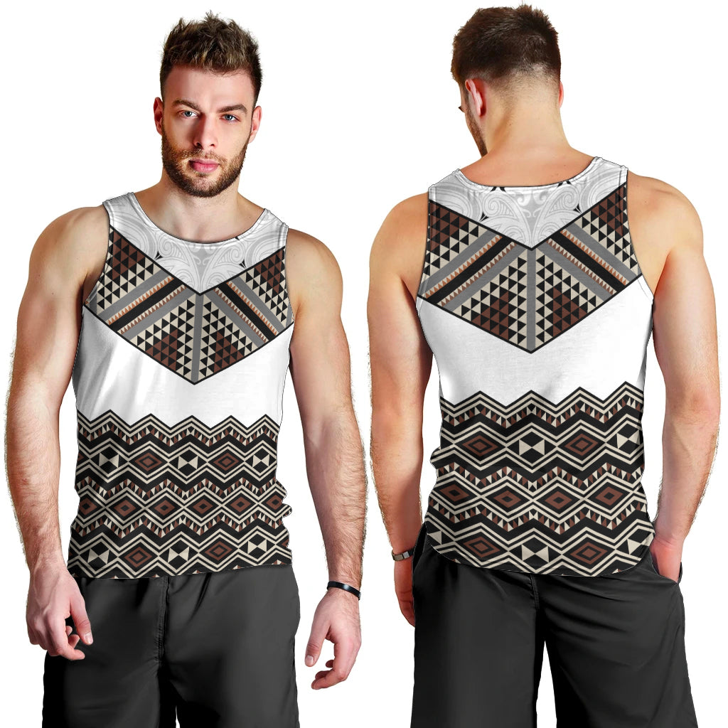 New Zealand Aotearoa Men Tank Top Taniko Art Simple Style LT05 - Polynesian Pride