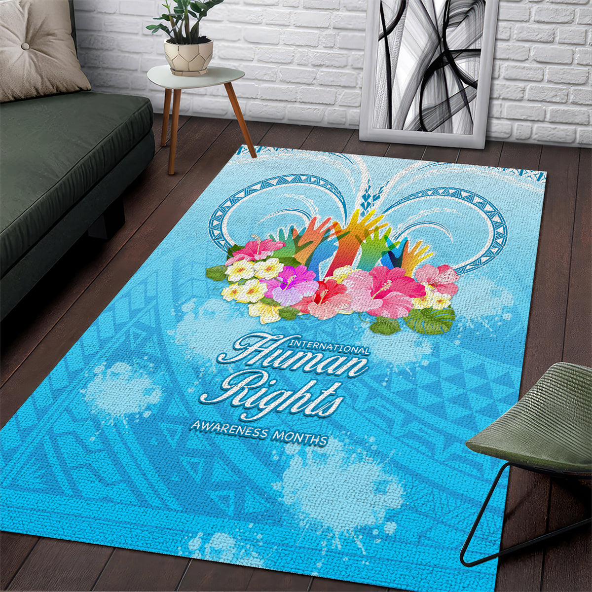 Universal Human Rights Month Area Rug Polynesian Style LT05 Blue - Polynesian Pride