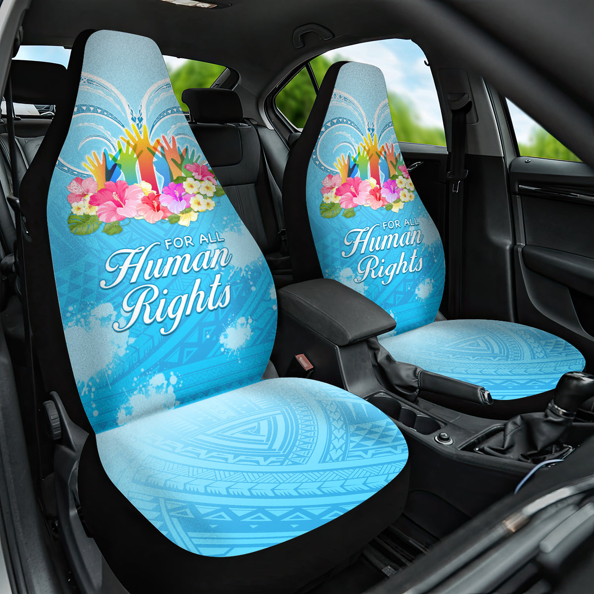 Universal Human Rights Month Car Seat Cover Polynesian Style LT05 One Size Blue - Polynesian Pride