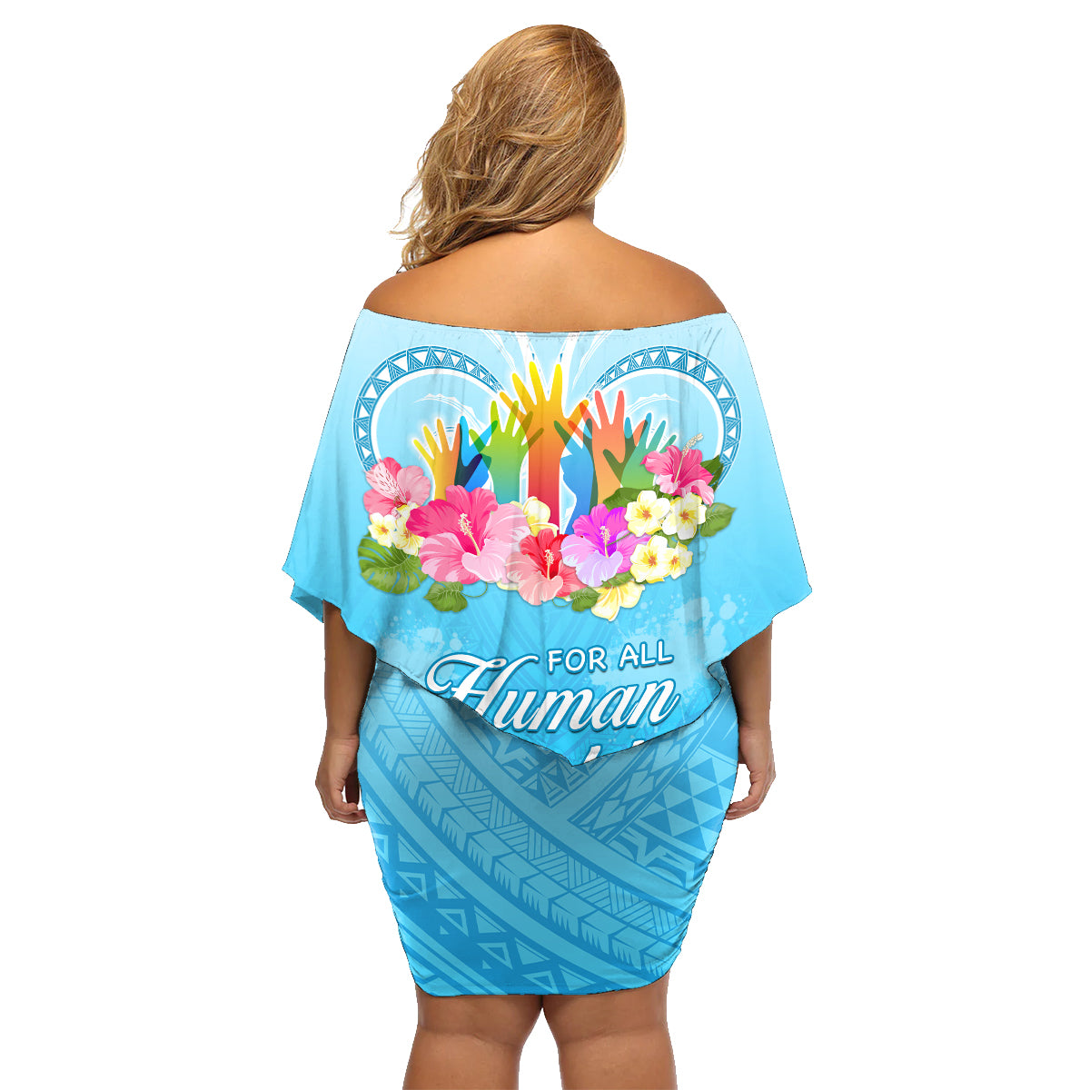 Universal Human Rights Month Family Matching Off Shoulder Short Dress and Hawaiian Shirt Polynesian Style LT05 - Polynesian Pride