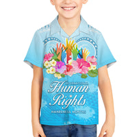Universal Human Rights Month Family Matching Off Shoulder Short Dress and Hawaiian Shirt Polynesian Style LT05 Son's Shirt Blue - Polynesian Pride