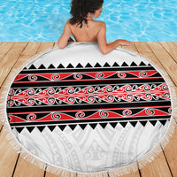 New Zealand Aotearoa Beach Blanket With Kowhaiwhai Pattern Red Version LT05 - Polynesian Pride