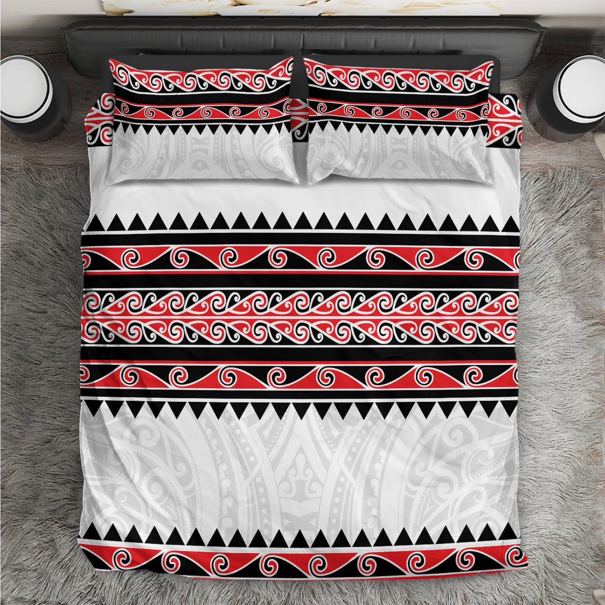 New Zealand Aotearoa Bedding Set With Kowhaiwhai Pattern Red Version LT05 Red - Polynesian Pride