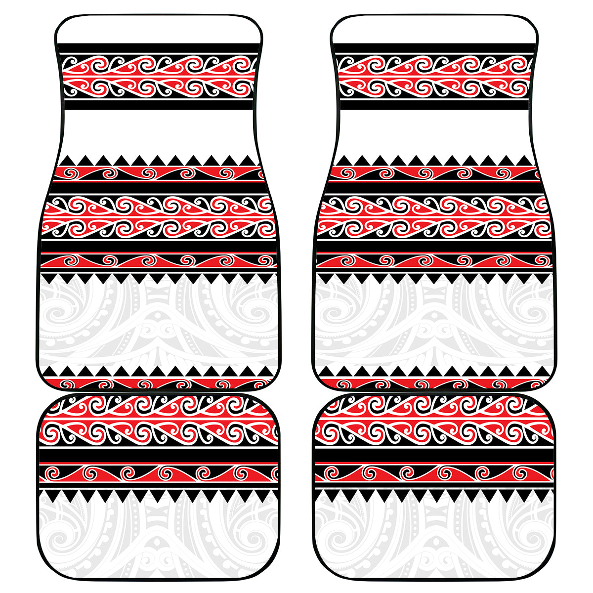 New Zealand Aotearoa Car Mats With Kowhaiwhai Pattern Red Version LT05 Red - Polynesian Pride