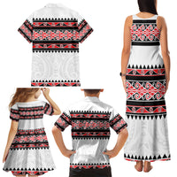 New Zealand Aotearoa Family Matching Tank Maxi Dress and Hawaiian Shirt With Kowhaiwhai Pattern Red Version LT05 - Polynesian Pride