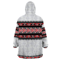 New Zealand Aotearoa Wearable Blanket Hoodie With Kowhaiwhai Pattern Red Version LT05 - Polynesian Pride