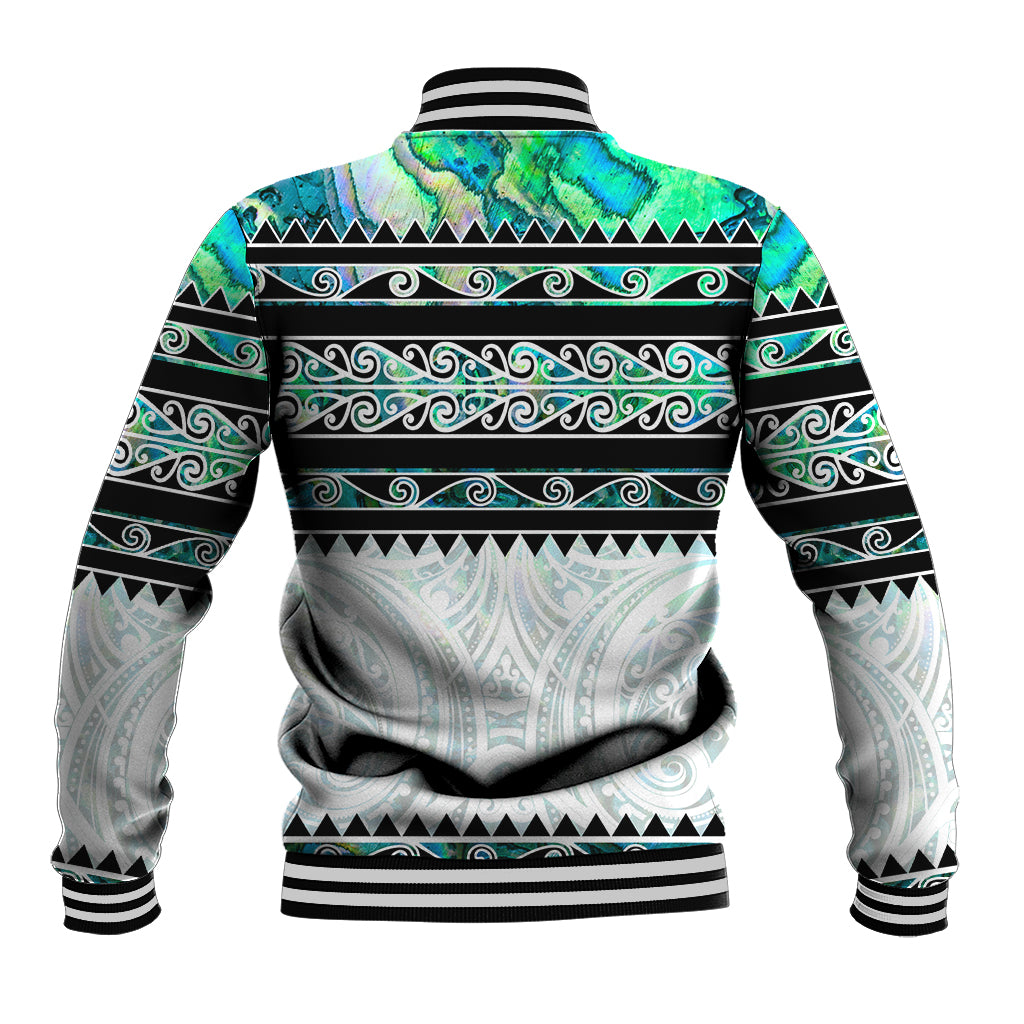 New Zealand Aotearoa Baseball Jacket With Paua Shell Kowhaiwhai Pattern LT05 - Polynesian Pride