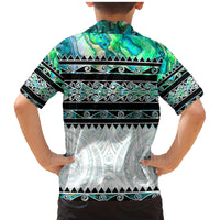 New Zealand Aotearoa Family Matching Mermaid Dress and Hawaiian Shirt With Paua Shell Kowhaiwhai Pattern LT05 - Polynesian Pride
