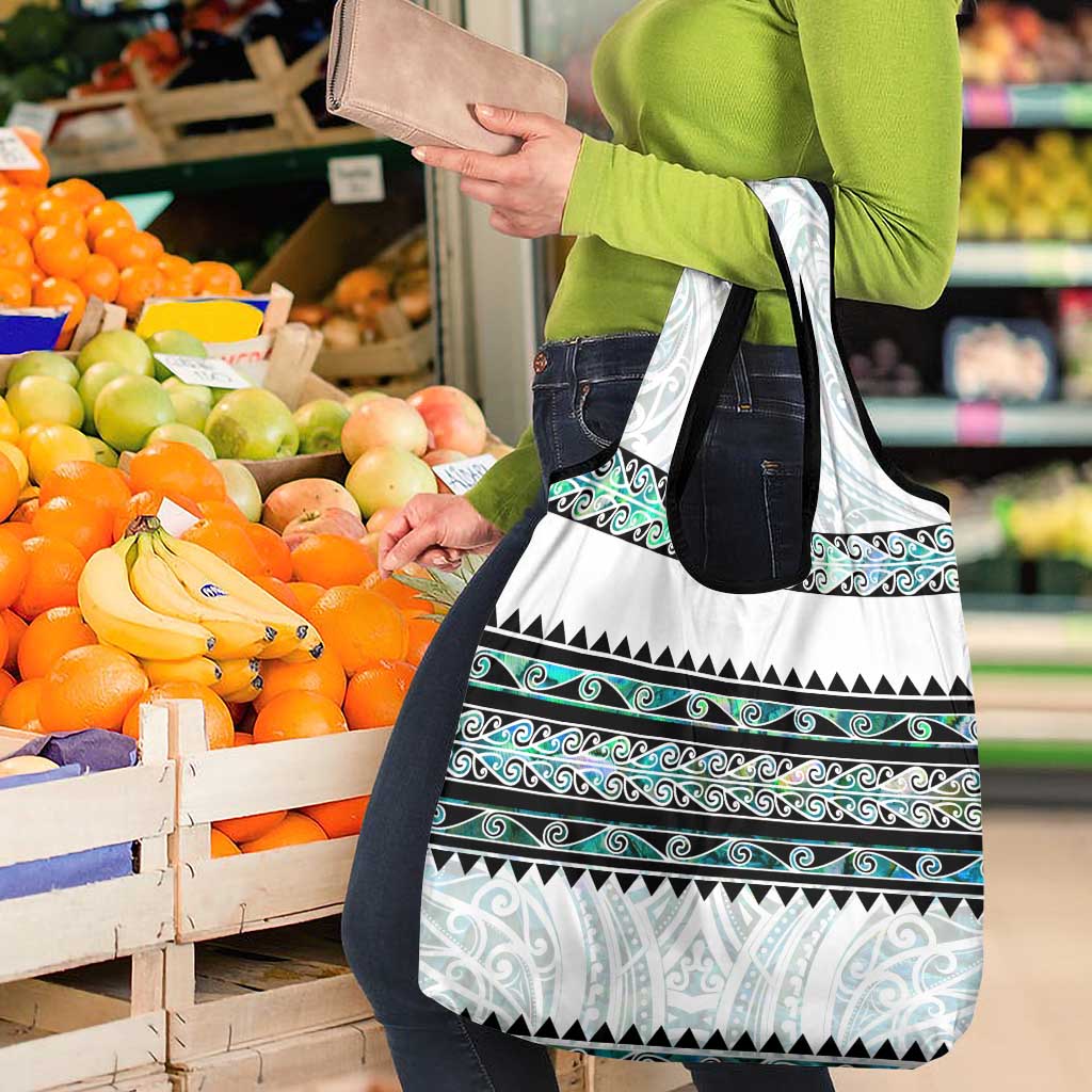 New Zealand Aotearoa Grocery Bag With Paua Shell Kowhaiwhai Pattern