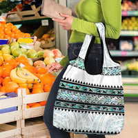 New Zealand Aotearoa Grocery Bag With Paua Shell Kowhaiwhai Pattern