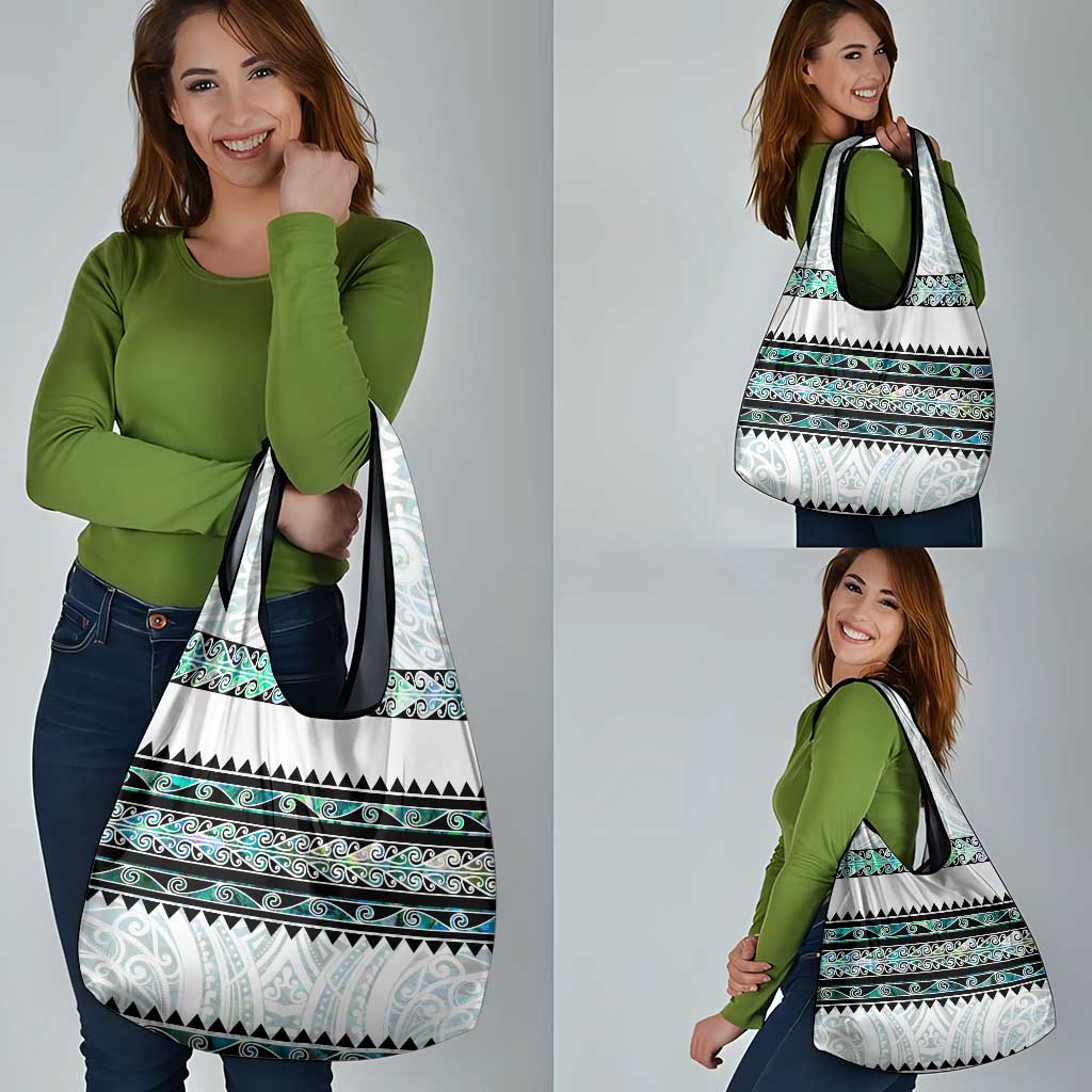 New Zealand Aotearoa Grocery Bag With Paua Shell Kowhaiwhai Pattern