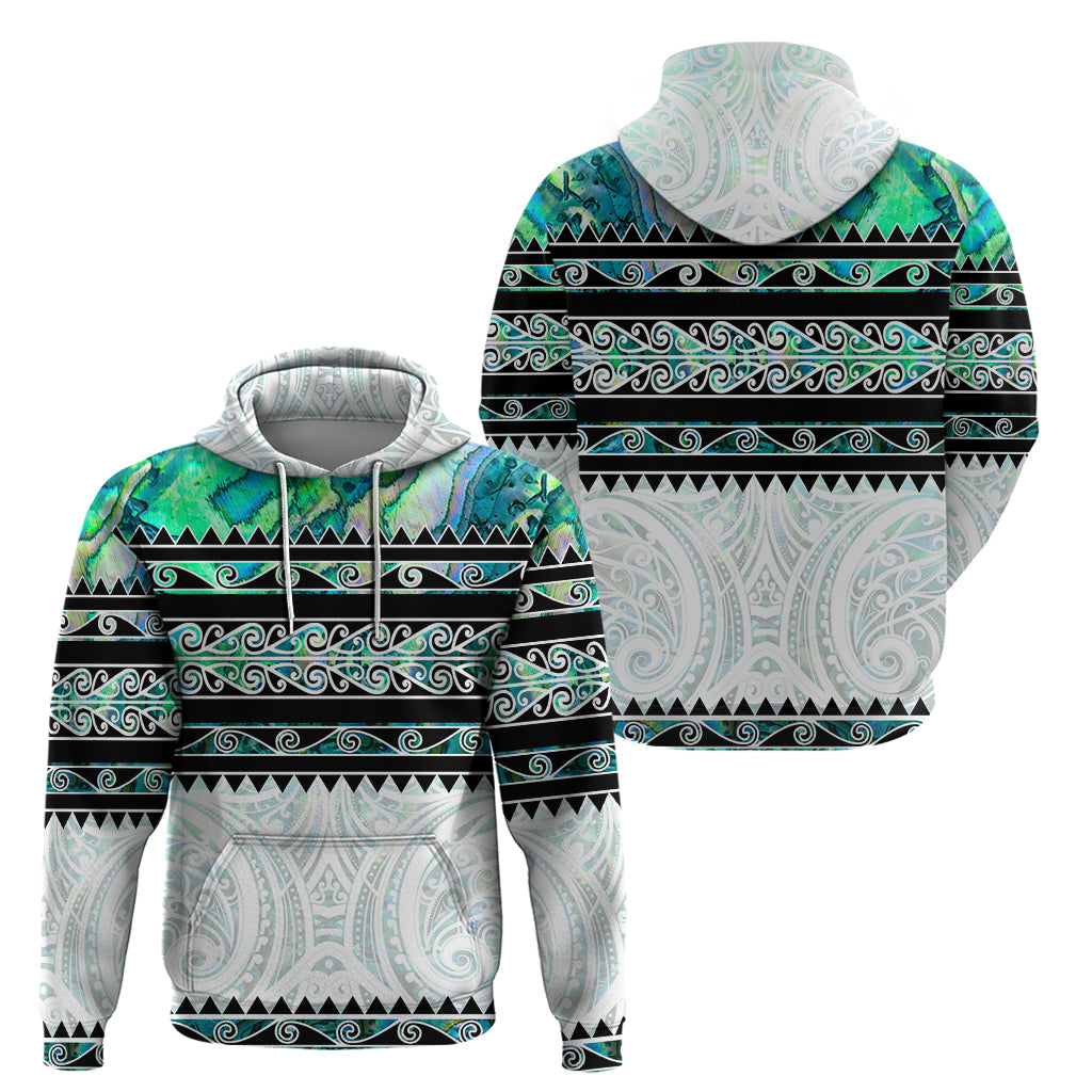 New Zealand Aotearoa Hoodie With Paua Shell Kowhaiwhai Pattern LT05 - Polynesian Pride