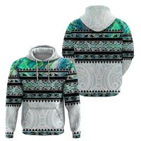 New Zealand Aotearoa Hoodie With Paua Shell Kowhaiwhai Pattern LT05 - Polynesian Pride