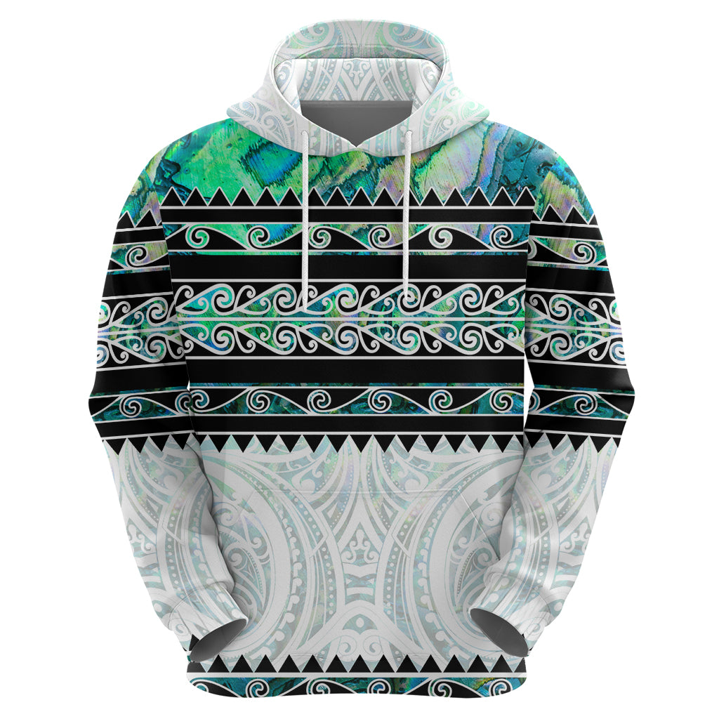 New Zealand Aotearoa Hoodie With Paua Shell Kowhaiwhai Pattern LT05 - Polynesian Pride