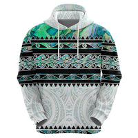 New Zealand Aotearoa Hoodie With Paua Shell Kowhaiwhai Pattern LT05 - Polynesian Pride