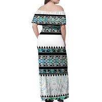 New Zealand Aotearoa Off Shoulder Maxi Dress With Paua Shell Kowhaiwhai Pattern LT05 - Polynesian Pride