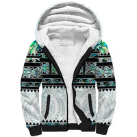 New Zealand Aotearoa Sherpa Hoodie With Paua Shell Kowhaiwhai Pattern LT05 Unisex Green - Polynesian Pride