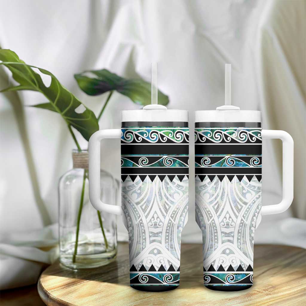 New Zealand Aotearoa Tumbler With Handle With Paua Shell Kowhaiwhai Pattern