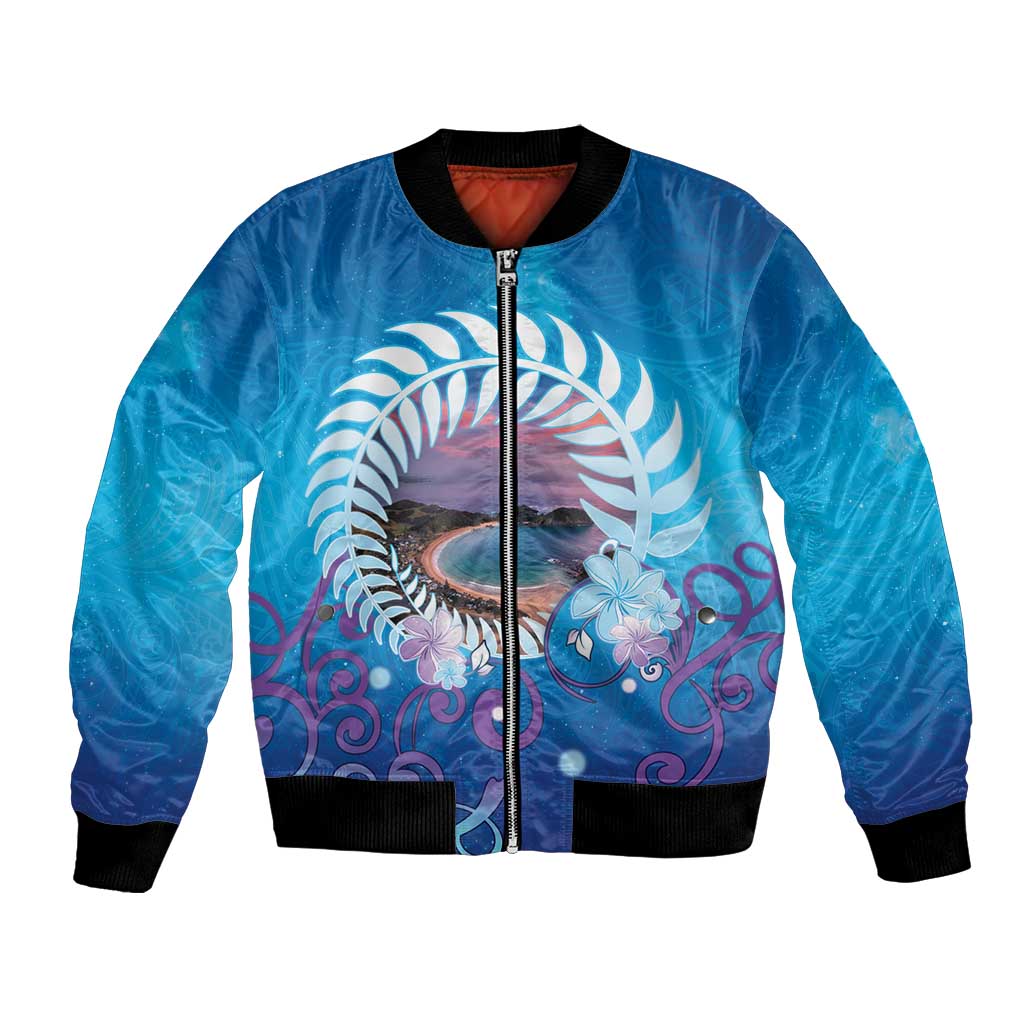 New Zealand Matapouri Beach Landscape Bomber Jacket LT05 Unisex Blue - Polynesian Pride