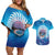 New Zealand Matapouri Beach Landscape Couples Matching Off Shoulder Short Dress and Hawaiian Shirt