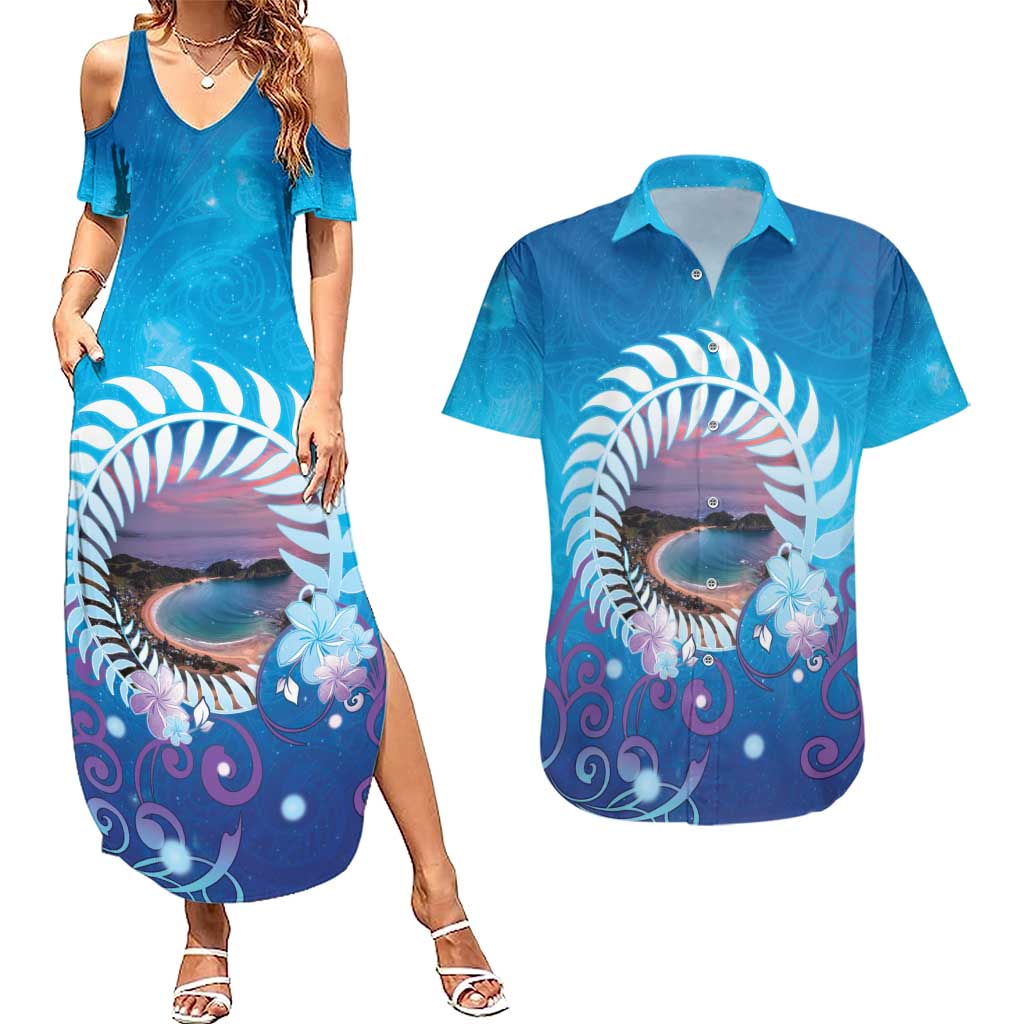New Zealand Matapouri Beach Landscape Couples Matching Summer Maxi Dress and Hawaiian Shirt