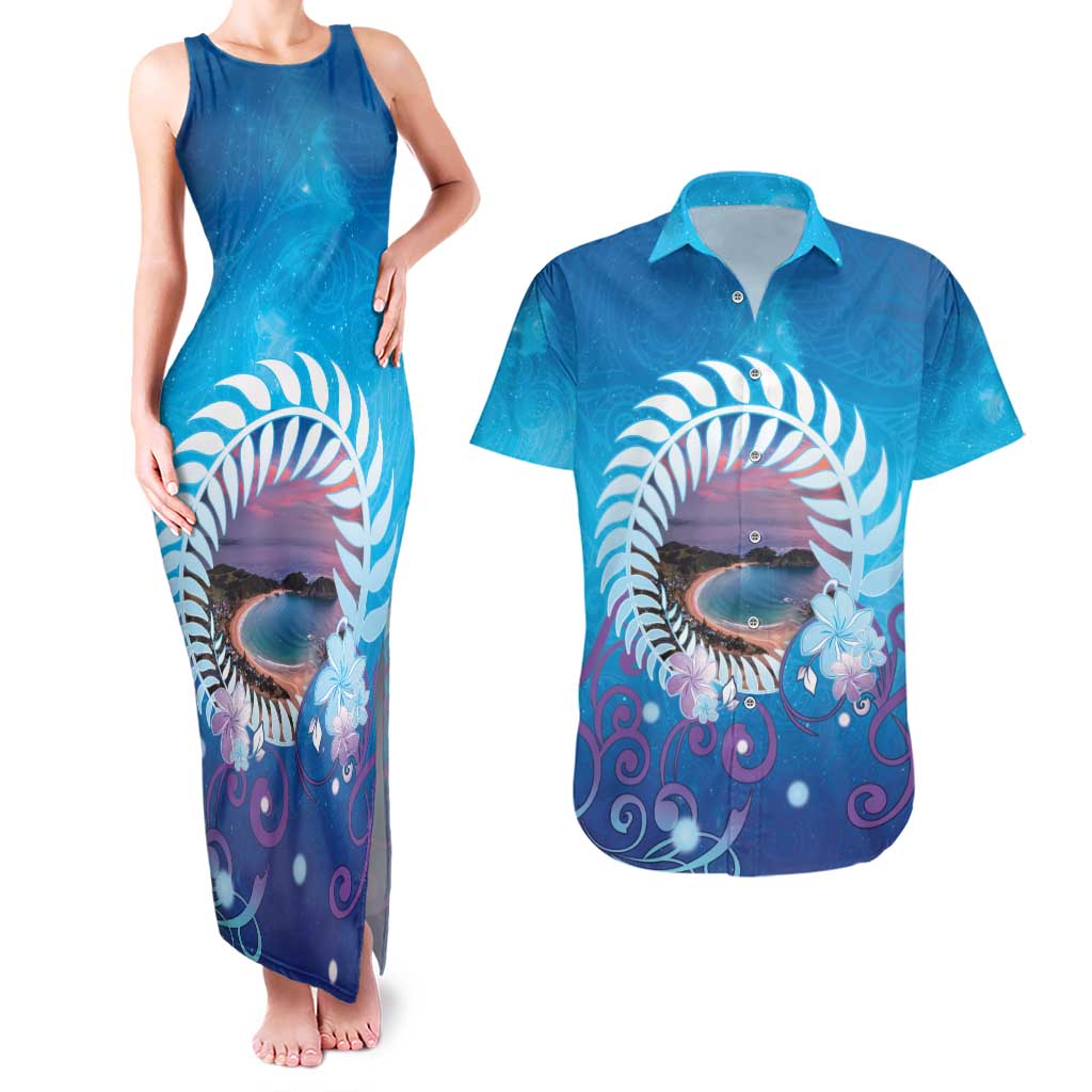 New Zealand Matapouri Beach Landscape Couples Matching Tank Maxi Dress and Hawaiian Shirt