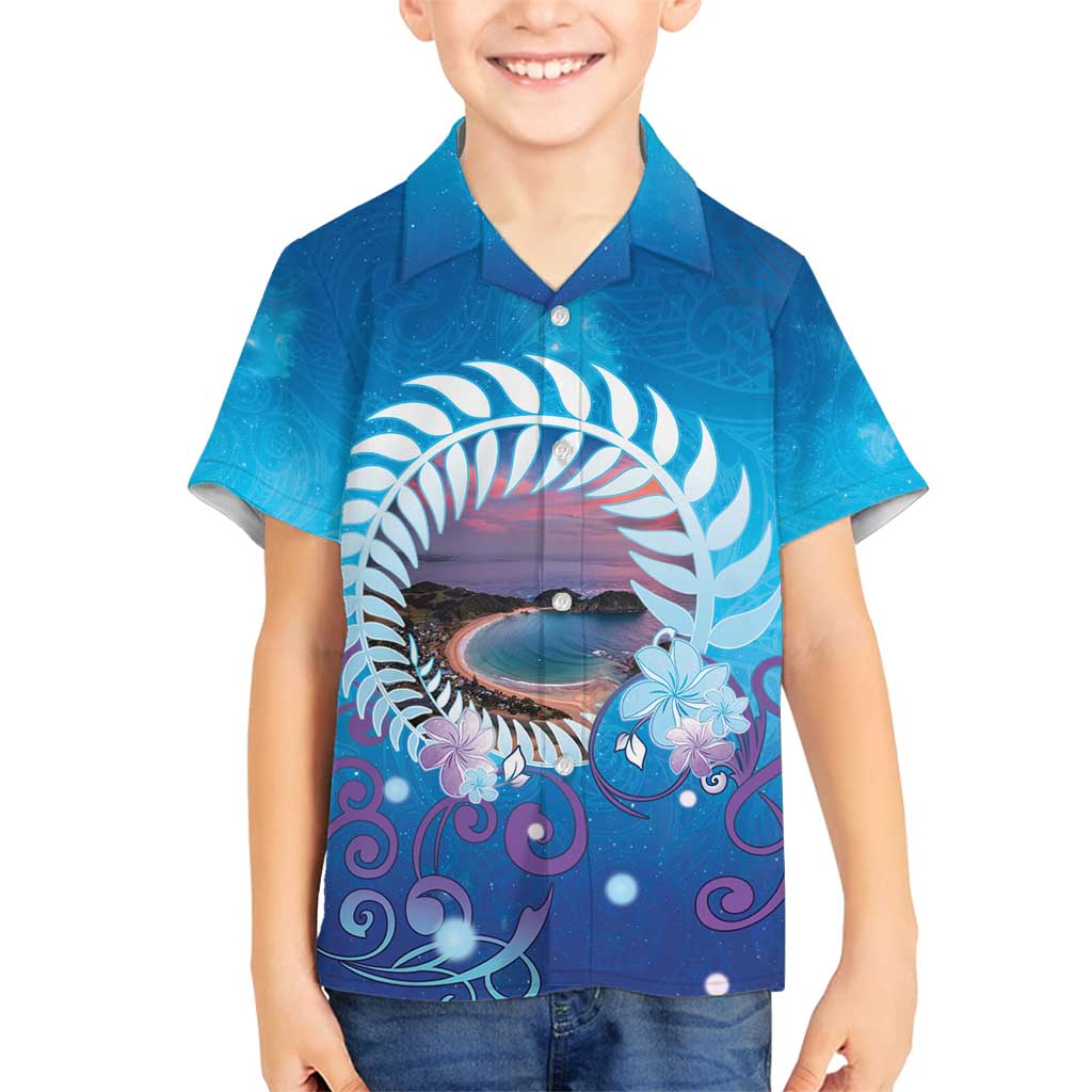 New Zealand Matapouri Beach Landscape Family Matching Tank Maxi Dress and Hawaiian Shirt LT05 Son's Shirt Blue - Polynesian Pride