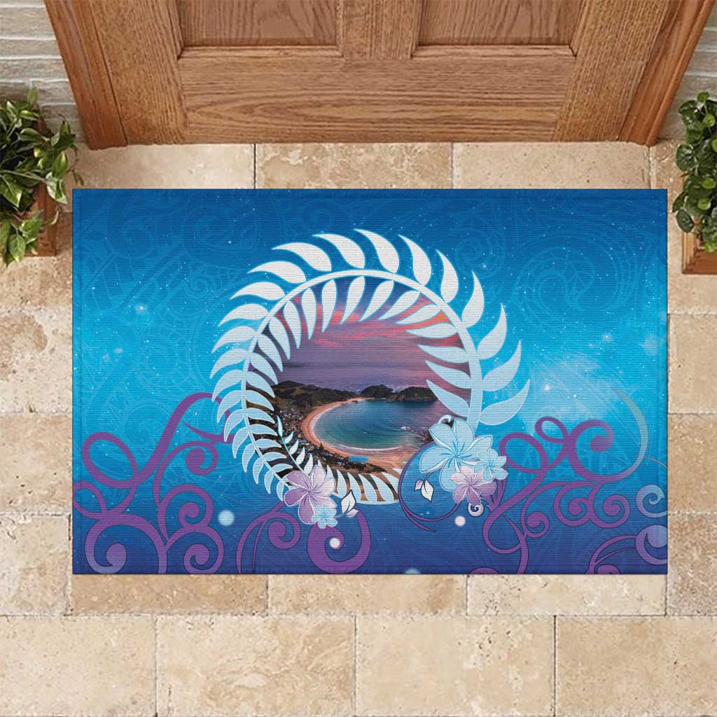 New Zealand Matapouri Beach Landscape Rubber Doormat