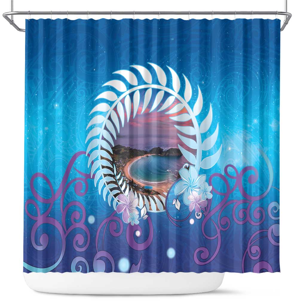 New Zealand Matapouri Beach Landscape Shower Curtain LT05 Blue - Polynesian Pride