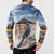 New Zealand Mount Taranaki Landscape Button Sweatshirt Kokako Bird Polynesian Style