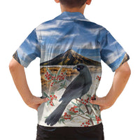 New Zealand Mount Taranaki Landscape Family Matching Tank Maxi Dress and Hawaiian Shirt Kokako Bird Polynesian Style LT05 - Polynesian Pride