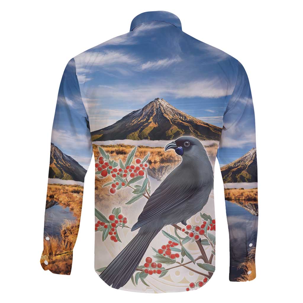 New Zealand Mount Taranaki Landscape Family Matching Tank Maxi Dress and Hawaiian Shirt Kokako Bird Polynesian Style LT05 - Polynesian Pride