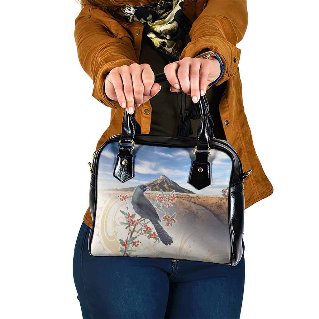 New Zealand Mount Taranaki Landscape Shoulder Handbag Kokako Bird Polynesian Style LT05 One Size Blue - Polynesian Pride