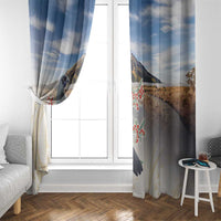 New Zealand Mount Taranaki Landscape Window Curtain Kokako Bird Polynesian Style LT05 - Polynesian Pride