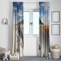 New Zealand Mount Taranaki Landscape Window Curtain Kokako Bird Polynesian Style LT05 - Polynesian Pride