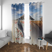 New Zealand Mount Taranaki Landscape Window Curtain Kokako Bird Polynesian Style LT05 With Grommets Blue - Polynesian Pride