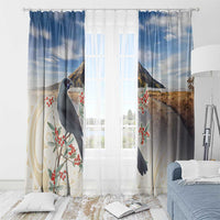 New Zealand Mount Taranaki Landscape Window Curtain Kokako Bird Polynesian Style LT05 - Polynesian Pride