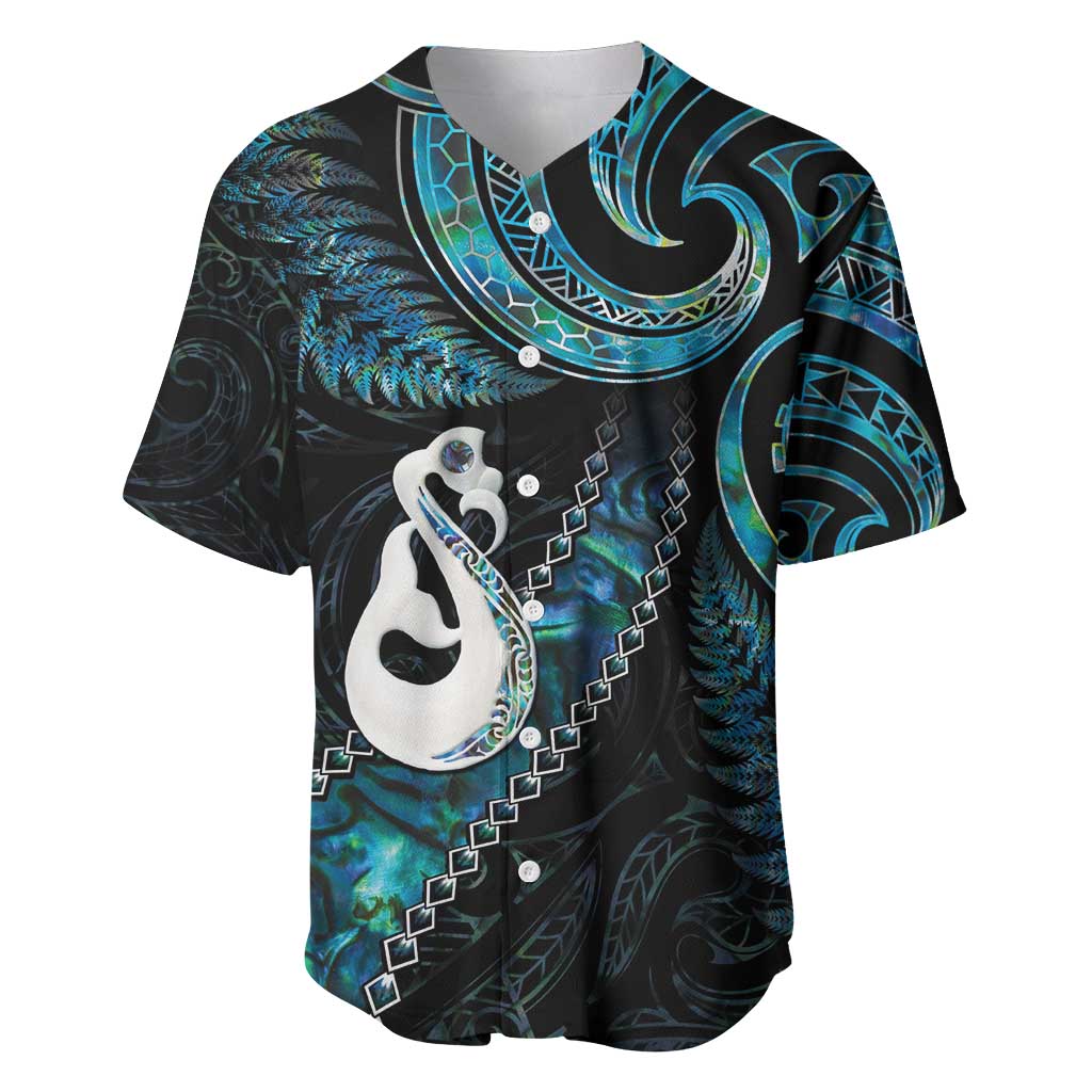 New Zealand Aotearoa Baseball Jersey Maori Manaia Paua Shell Glitter Turquoise