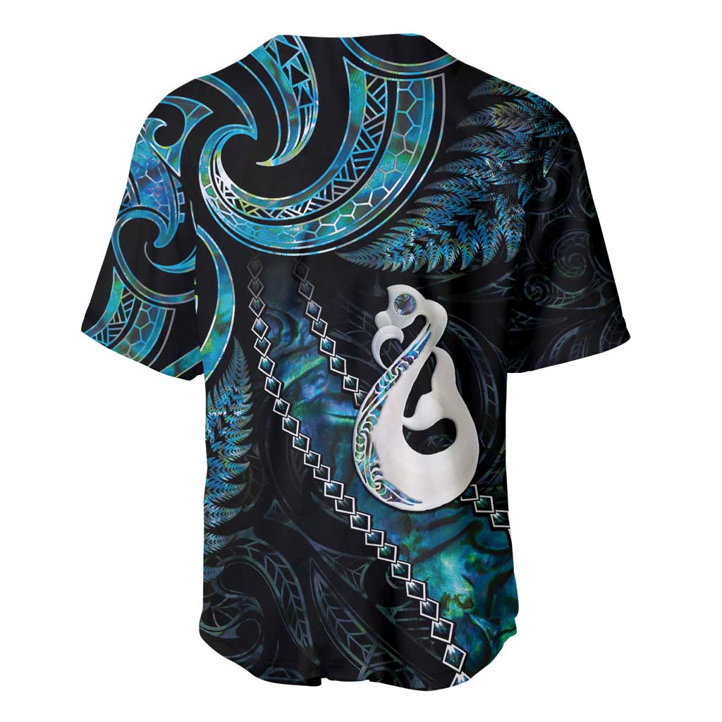 New Zealand Aotearoa Baseball Jersey Maori Manaia Paua Shell Glitter Turquoise LT05 - Polynesian Pride