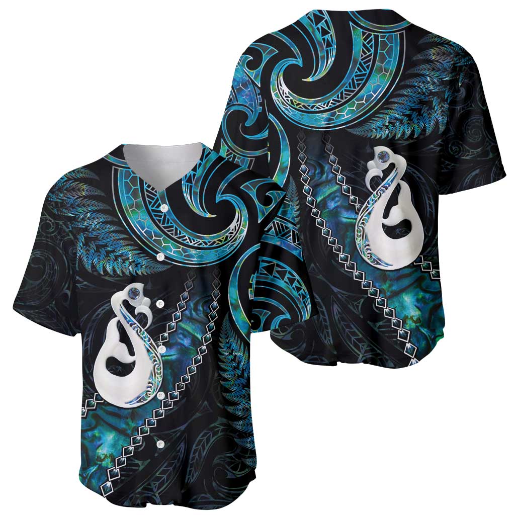 New Zealand Aotearoa Baseball Jersey Maori Manaia Paua Shell Glitter Turquoise LT05 - Polynesian Pride