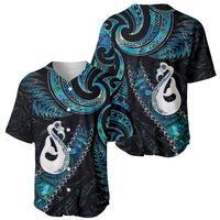New Zealand Aotearoa Baseball Jersey Maori Manaia Paua Shell Glitter Turquoise LT05 - Polynesian Pride