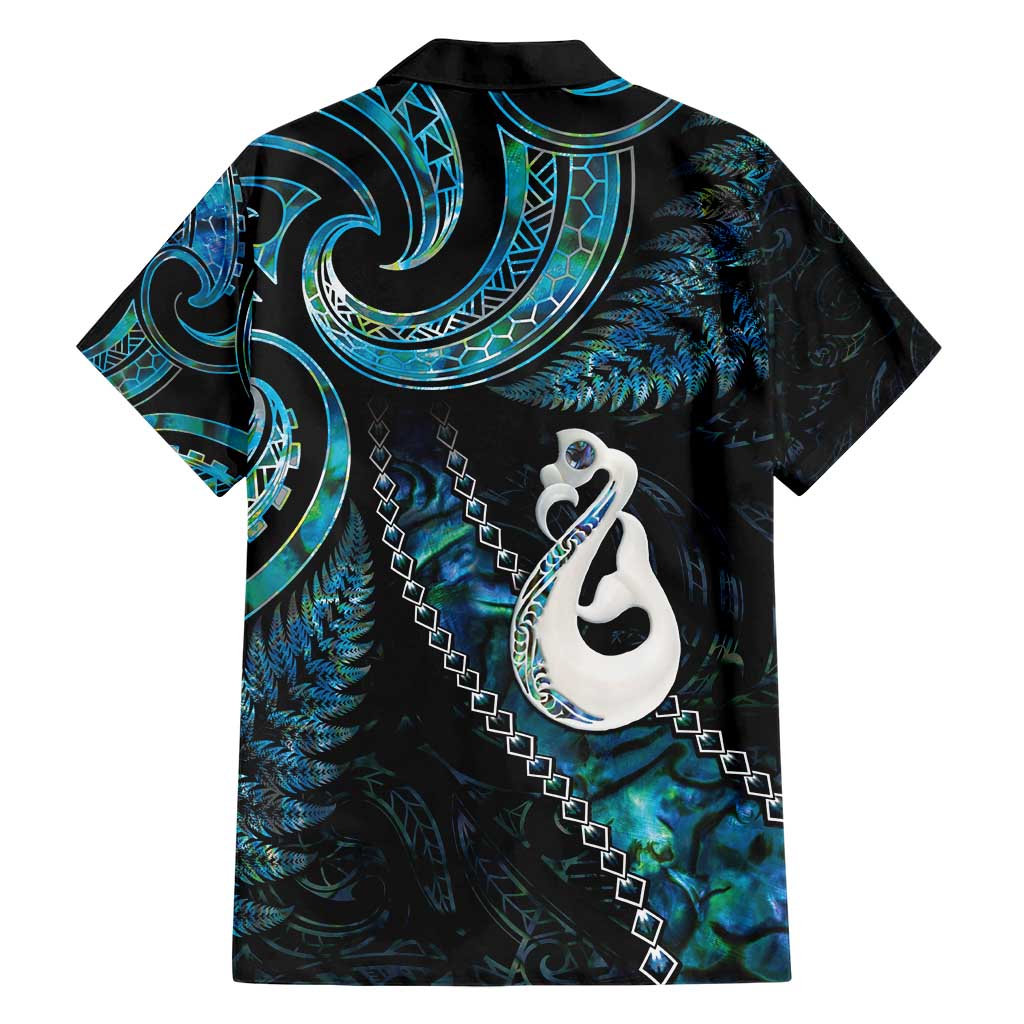New Zealand Aotearoa Family Matching Short Sleeve Bodycon Dress and Hawaiian Shirt Maori Manaia Paua Shell Glitter Turquoise LT05 - Polynesian Pride
