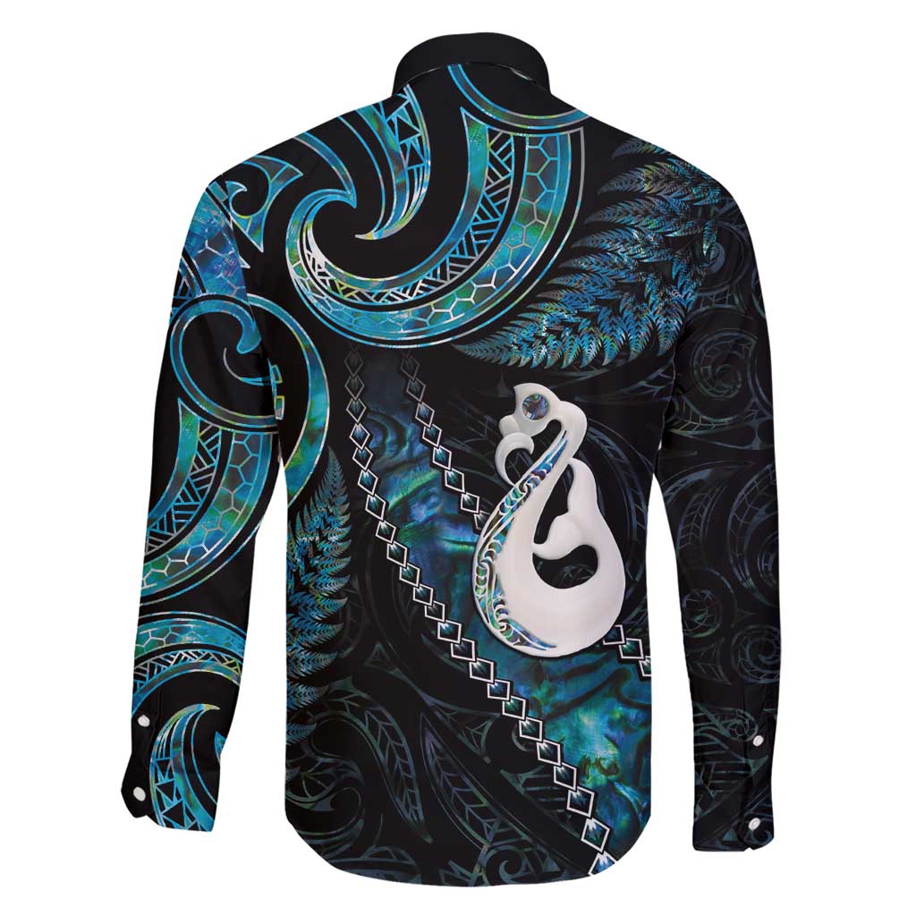 New Zealand Aotearoa Family Matching Short Sleeve Bodycon Dress and Hawaiian Shirt Maori Manaia Paua Shell Glitter Turquoise LT05 - Polynesian Pride