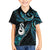 New Zealand Aotearoa Family Matching Summer Maxi Dress and Hawaiian Shirt Maori Manaia Paua Shell Glitter Turquoise