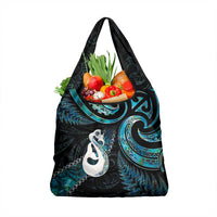 New Zealand Aotearoa Grocery Bag Maori Manaia Paua Shell Glitter Turquoise