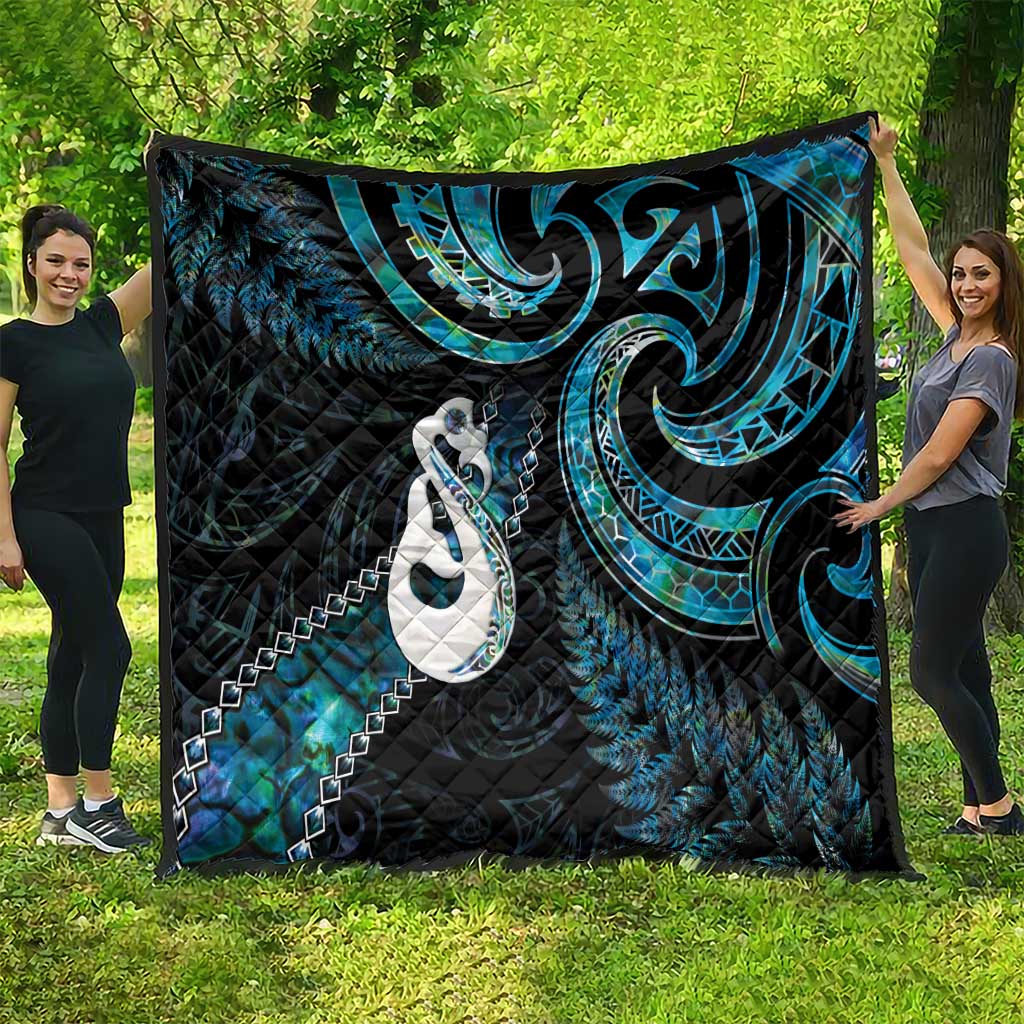 New Zealand Aotearoa Quilt Maori Manaia Paua Shell Glitter Turquoise