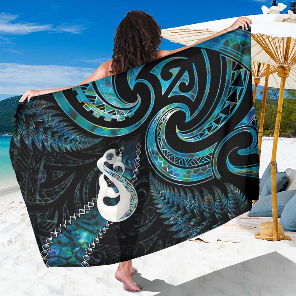 New Zealand Aotearoa Sarong Maori Manaia Paua Shell Glitter Turquoise LT05 One Size 44 x 66 inches Turquoise - Polynesian Pride