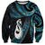 New Zealand Aotearoa Sweatshirt Maori Manaia Paua Shell Glitter Turquoise
